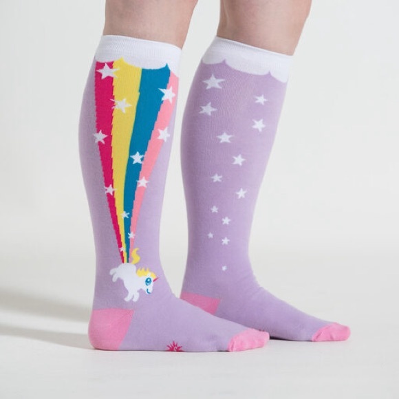 Sock It To Me Unicorn Rainbow Blast Knee High Stretch Sock - Picture 3 of 6